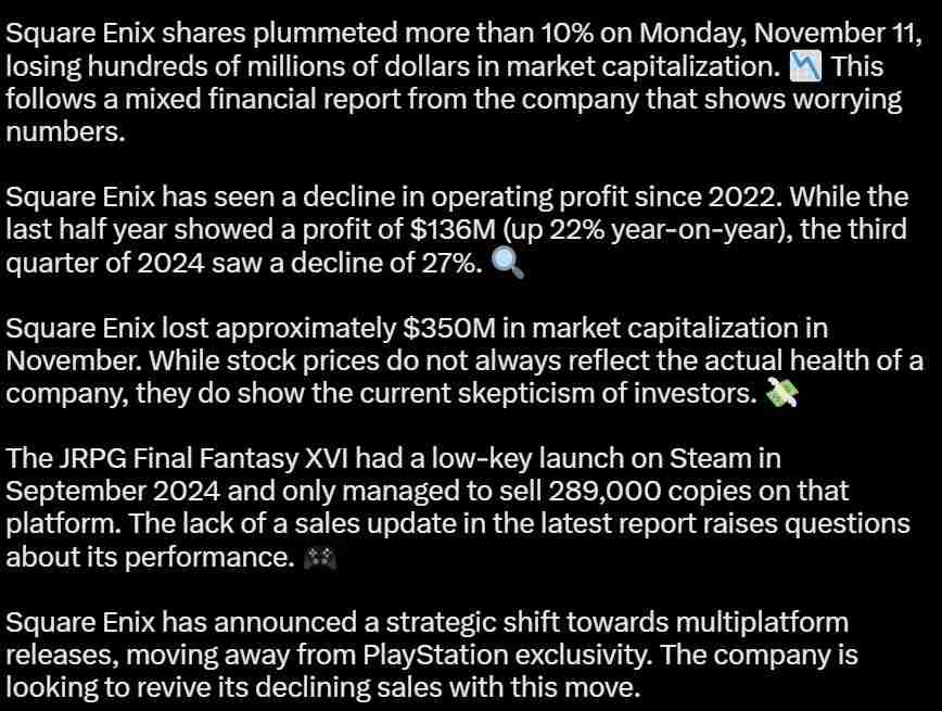 曝《最终幻想16》PC版表现差 仅售出28.9万份