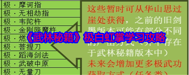 《武林秘籍》极白虹掌学习攻略